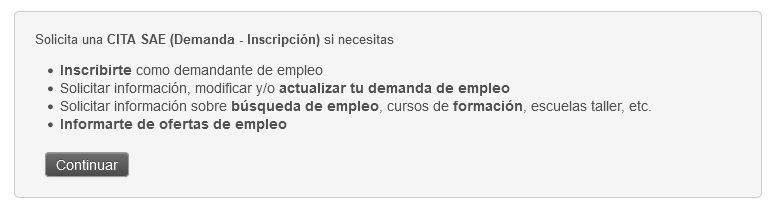 seleccionar tipo de gestión del sae